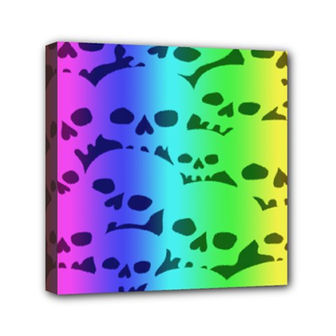 Rainbow Skull Collection Mini Canvas 6  x 6  (Stretched) from ArtsNow.com