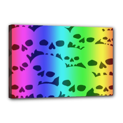 Rainbow Skull Collection Canvas 18  x 12  (Stretched) from ArtsNow.com