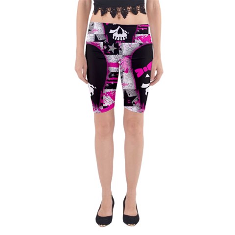 Scene Kid Girl Skull Yoga Cropped Leggings from ArtsNow.com