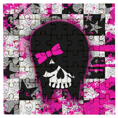 Scene Kid Girl Skull Wooden Puzzle Square from ArtsNow.com