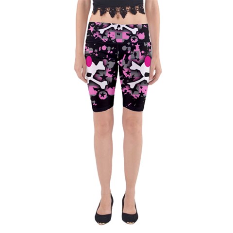 Scene Skull Splatter Yoga Cropped Leggings from ArtsNow.com