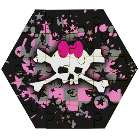 Scene Skull Splatter Wooden Puzzle Hexagon from ArtsNow.com