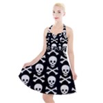 Skull and Crossbones Halter Party Swing Dress 