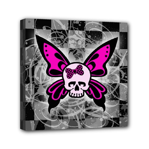 Skull Butterfly Mini Canvas 6  x 6  (Stretched) from ArtsNow.com