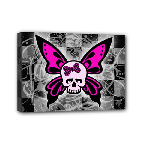 Skull Butterfly Mini Canvas 7  x 5  (Stretched) from ArtsNow.com