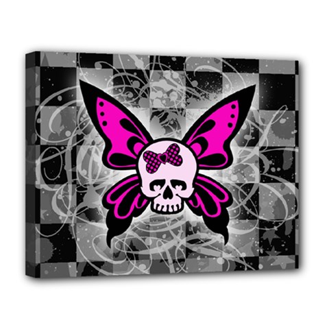 Skull Butterfly Canvas 14  x 11  (Stretched) from ArtsNow.com