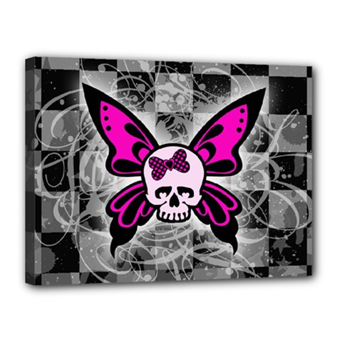 Skull Butterfly Canvas 16  x 12  (Stretched) from ArtsNow.com