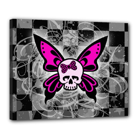 Skull Butterfly Canvas 20  x 16  (Stretched) from ArtsNow.com