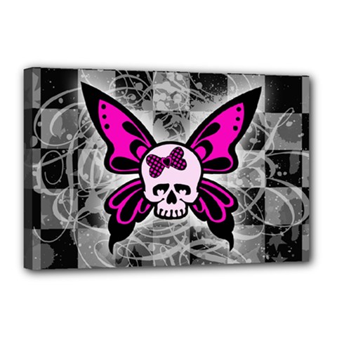 Skull Butterfly Canvas 18  x 12  (Stretched) from ArtsNow.com