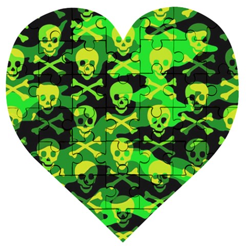 Skull Camouflage Wooden Puzzle Heart from ArtsNow.com