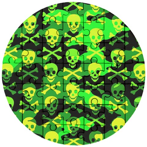 Skull Camouflage Wooden Puzzle Round from ArtsNow.com