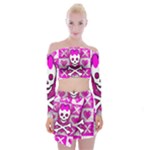 Skull Princess Off Shoulder Top with Mini Skirt Set