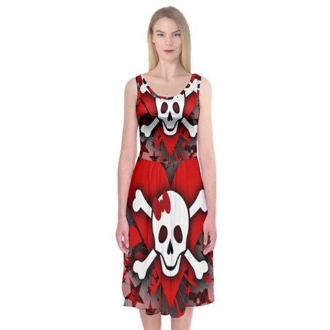 Skull Romance  Midi Sleeveless Dress from ArtsNow.com