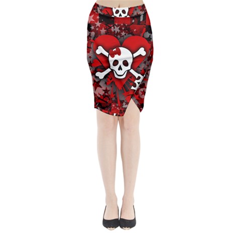 Skull Romance  Midi Wrap Pencil Skirt from ArtsNow.com