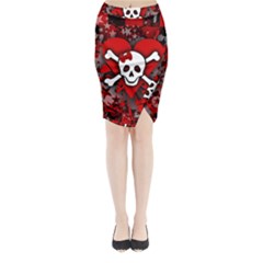 Skull Romance  Midi Wrap Pencil Skirt from ArtsNow.com