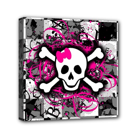 Splatter Girly Skull Mini Canvas 6  x 6  (Stretched) from ArtsNow.com