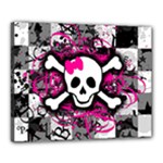 Splatter Girly Skull Canvas 20  x 16  (Stretched)