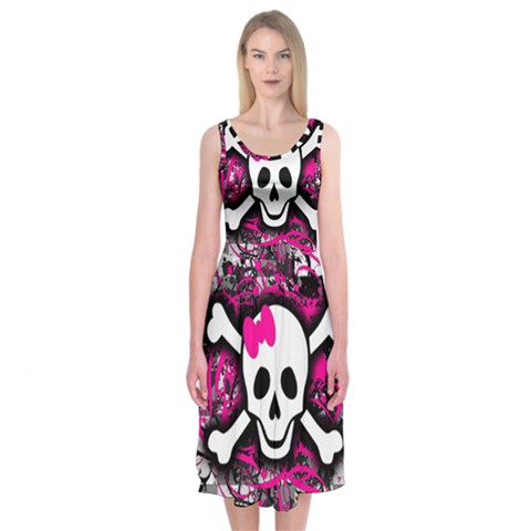 Splatter Girly Skull Midi Sleeveless Dress from ArtsNow.com