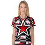 Star Checkerboard Splatter V-Neck Sport Mesh Tee