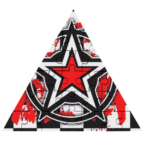 Star Checkerboard Splatter Wooden Puzzle Triangle from ArtsNow.com