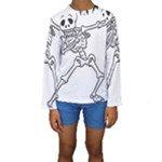 Halloween Dabbing Skeleton Kids  Long Sleeve Swimwear