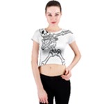 Halloween Dabbing Skeleton Crew Neck Crop Top