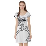 Halloween Dabbing Skeleton Short Sleeve Skater Dress