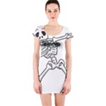 Halloween Dabbing Skeleton Short Sleeve Bodycon Dress