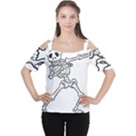 Halloween Dabbing Skeleton Cutout Shoulder Tee