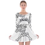 Halloween Dabbing Skeleton Long Sleeve Skater Dress