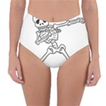 Halloween Dabbing Skeleton Reversible High-Waist Bikini Bottoms