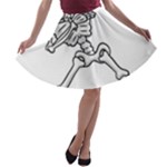 Halloween Dabbing Skeleton A-line Skater Skirt