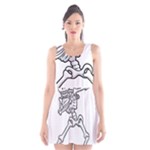 Halloween Dabbing Skeleton Scoop Neck Skater Dress