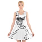 Halloween Dabbing Skeleton V-Neck Sleeveless Dress