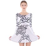 Halloween Dabbing Skeleton Long Sleeve Velvet Skater Dress