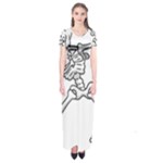 Halloween Dabbing Skeleton Short Sleeve Maxi Dress