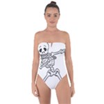 Halloween Dabbing Skeleton Tie Back One Piece Swimsuit