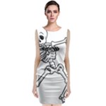 Halloween Dabbing Skeleton Sleeveless Velvet Midi Dress