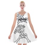 Halloween Dabbing Skeleton Velvet Skater Dress