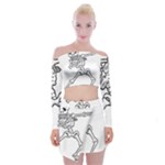 Halloween Dabbing Skeleton Off Shoulder Top with Mini Skirt Set