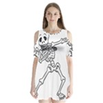 Halloween Dabbing Skeleton Shoulder Cutout Velvet One Piece