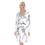 Halloween Dabbing Skeleton Long Sleeve Velvet Front Wrap Dress