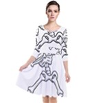 Halloween Dabbing Skeleton Quarter Sleeve Waist Band Dress