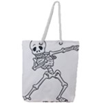 Halloween Dabbing Skeleton Full Print Rope Handle Tote (Large)