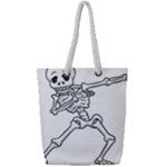 Halloween Dabbing Skeleton Full Print Rope Handle Tote (Small)