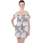 Halloween Dabbing Skeleton Ruffle Cut Out Chiffon Playsuit