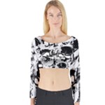 Halloween Grunge Skulls Long Sleeve Crop Top