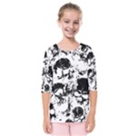 Halloween Grunge Skulls Kids  Quarter Sleeve Raglan Tee