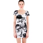 Halloween Grunge Skulls Short Sleeve Bodycon Dress