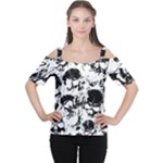 Halloween Grunge Skulls Cutout Shoulder Tee